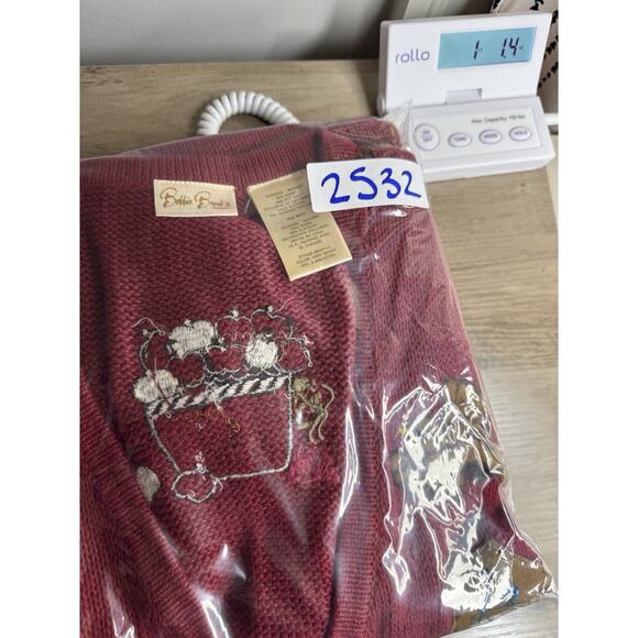 VTG Bobbie Brooks Plus Size Embroidered Knit Sweater Vest 28W Birds Teacher Fall - Picture 9 of 9